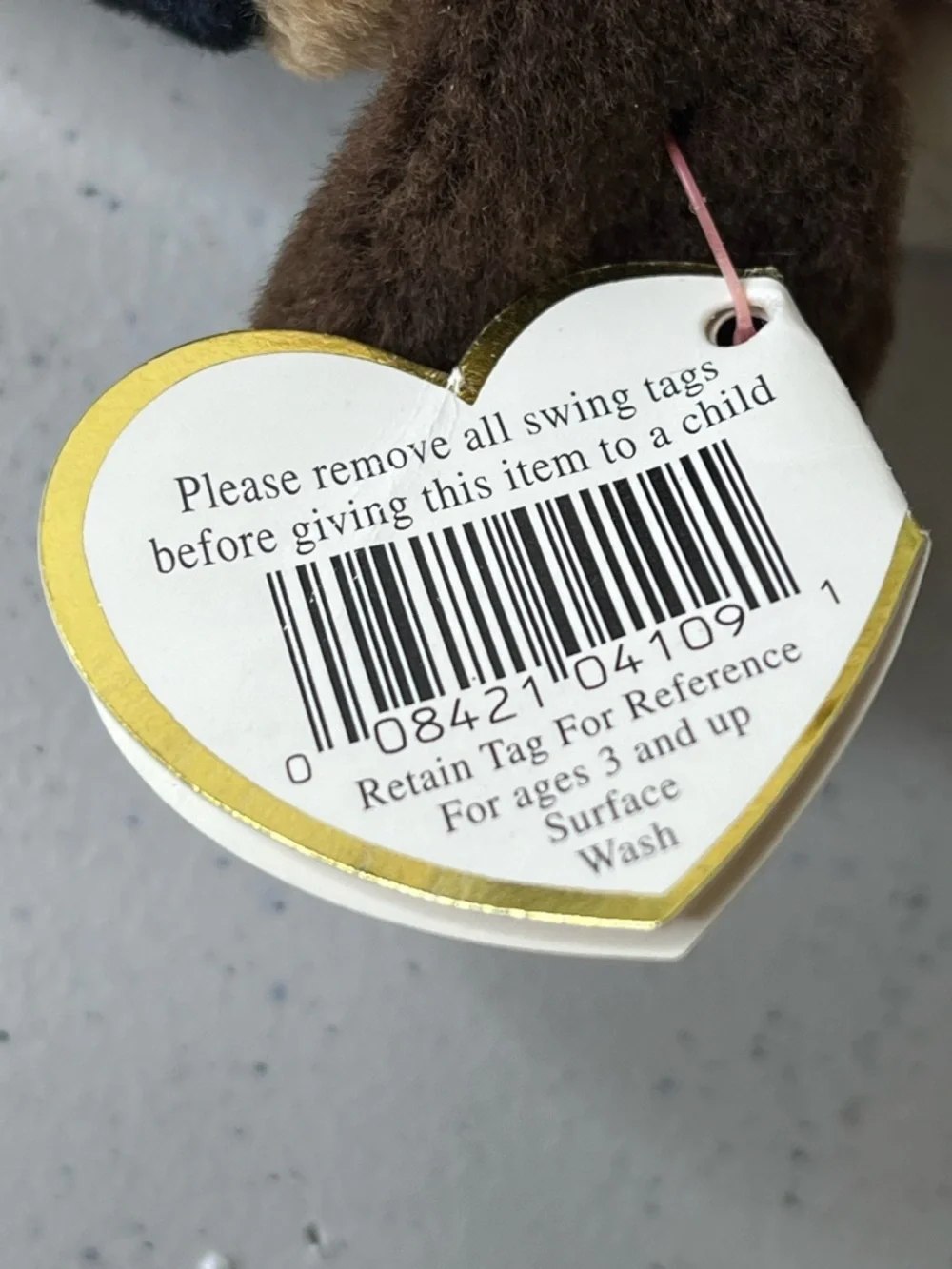 Ty “Bernie” plush beanie baby 1996 PVC